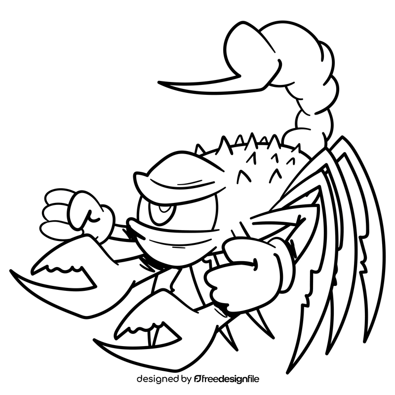 Scorpion cartoon black and white clipart