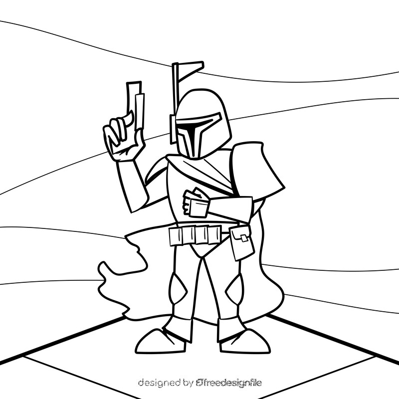 Boba fett cartoon drawing black and white vector