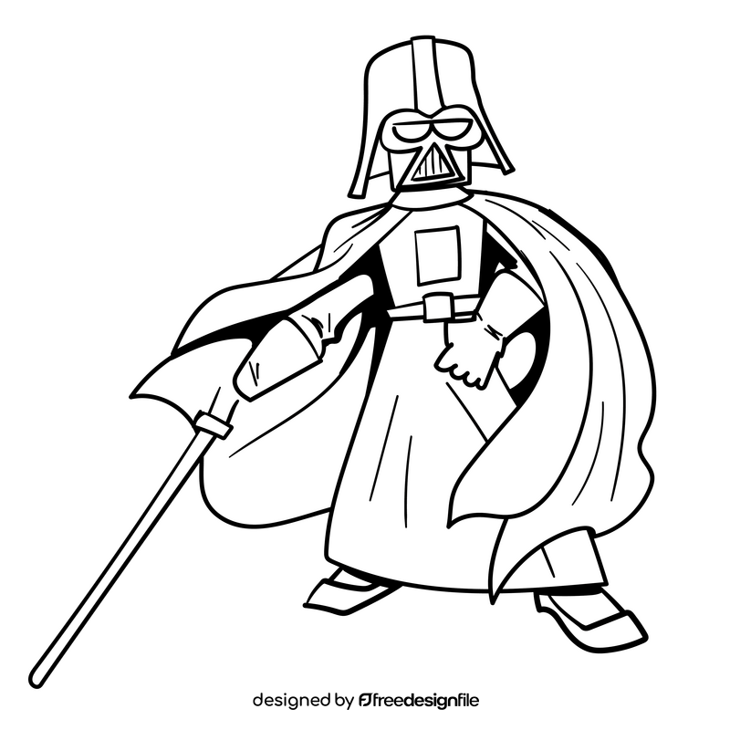 Darth vader cartoon drawing black and white clipart