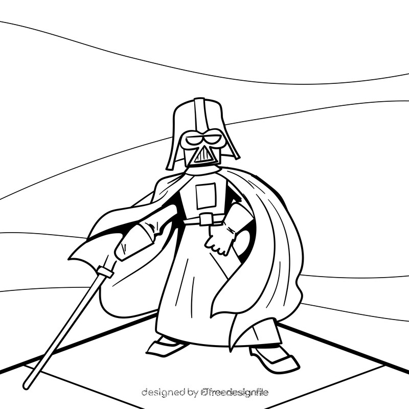 Darth vader cartoon drawing black and white vector