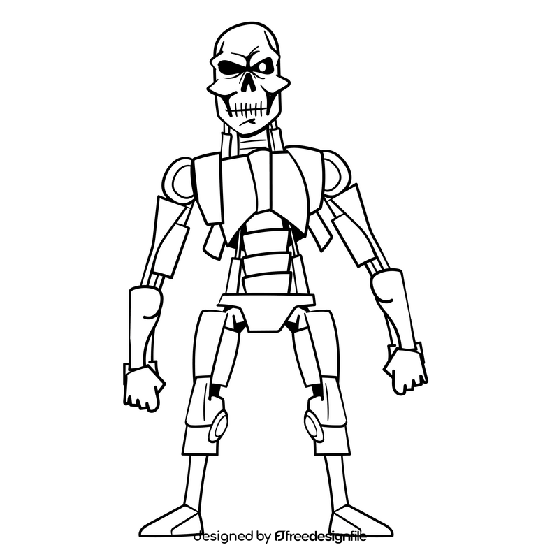 Terminator cartoon drawing black and white clipart