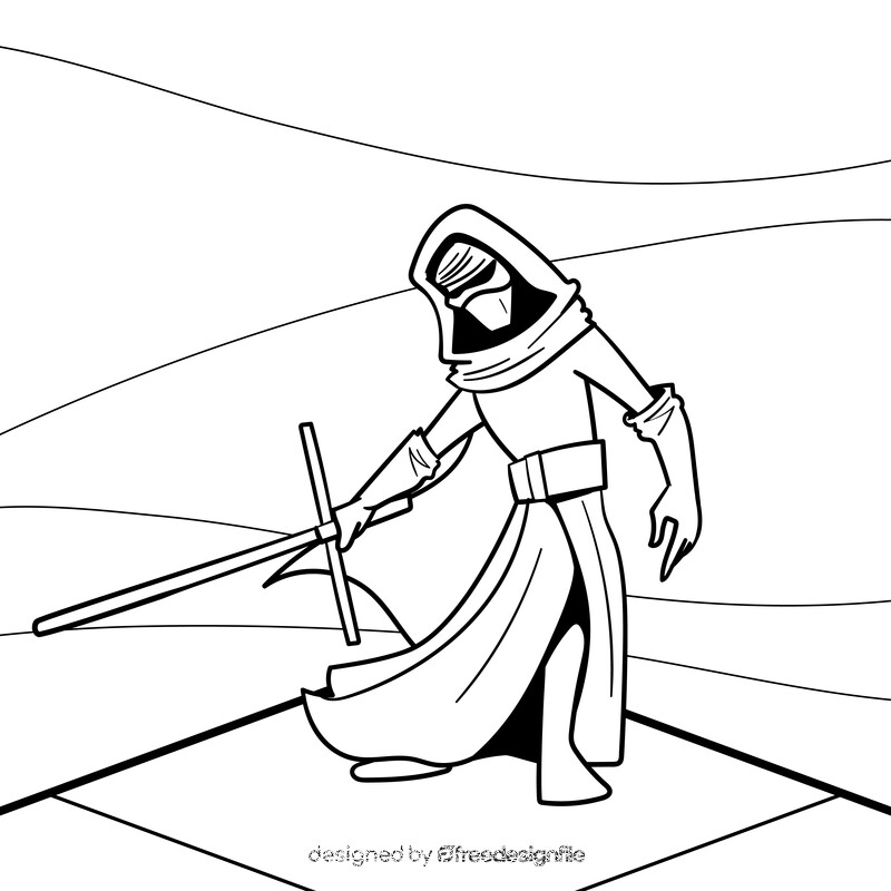 Kylo ren cartoon drawing black and white vector