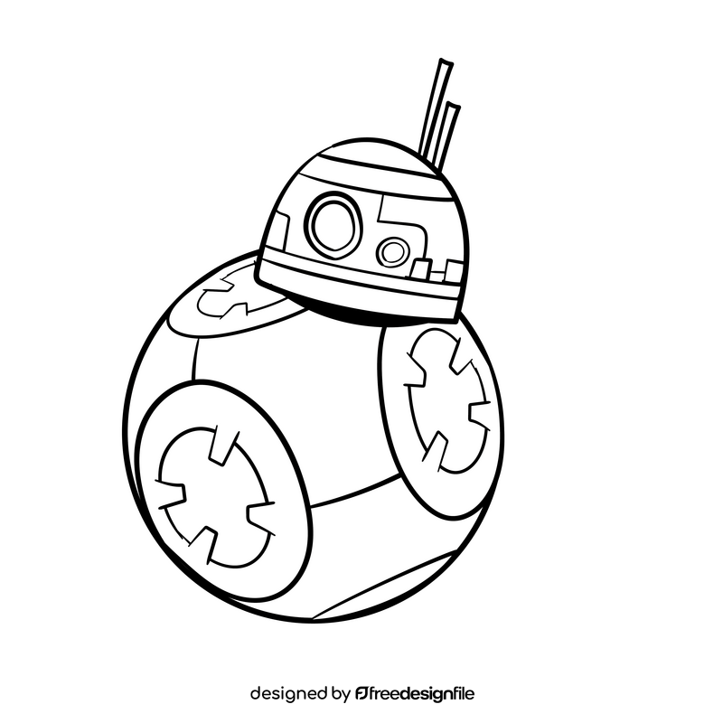 Bb8 cartoon drawing black and white clipart