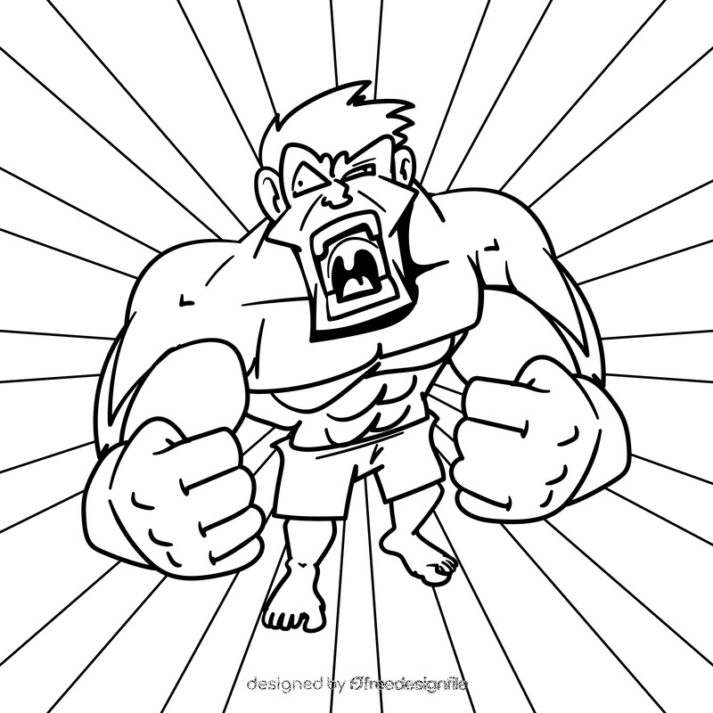 Hulk cartoon drawing black and white vector