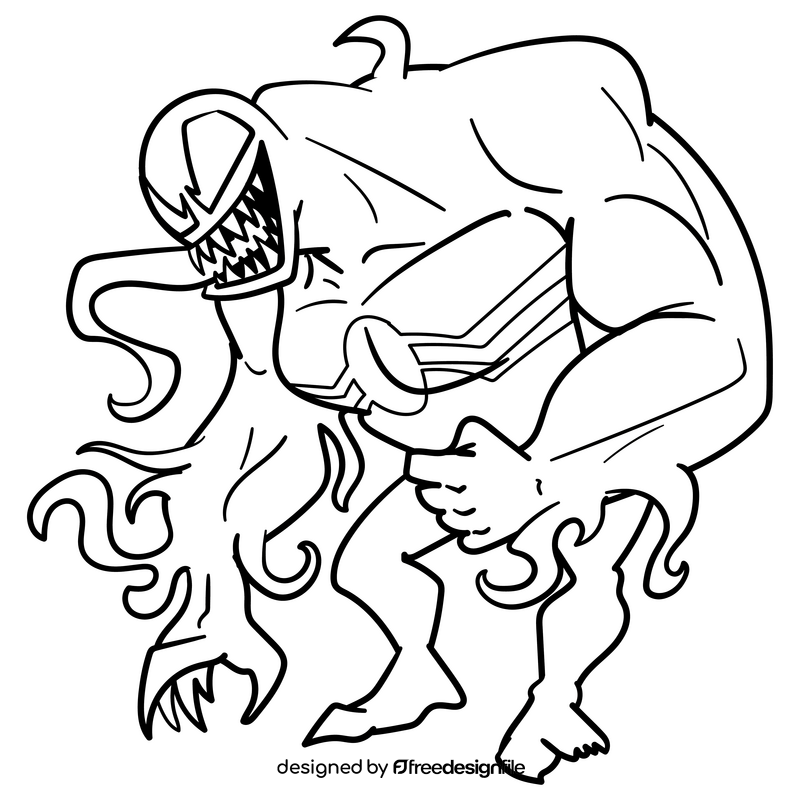 Venom cartoon black and white clipart