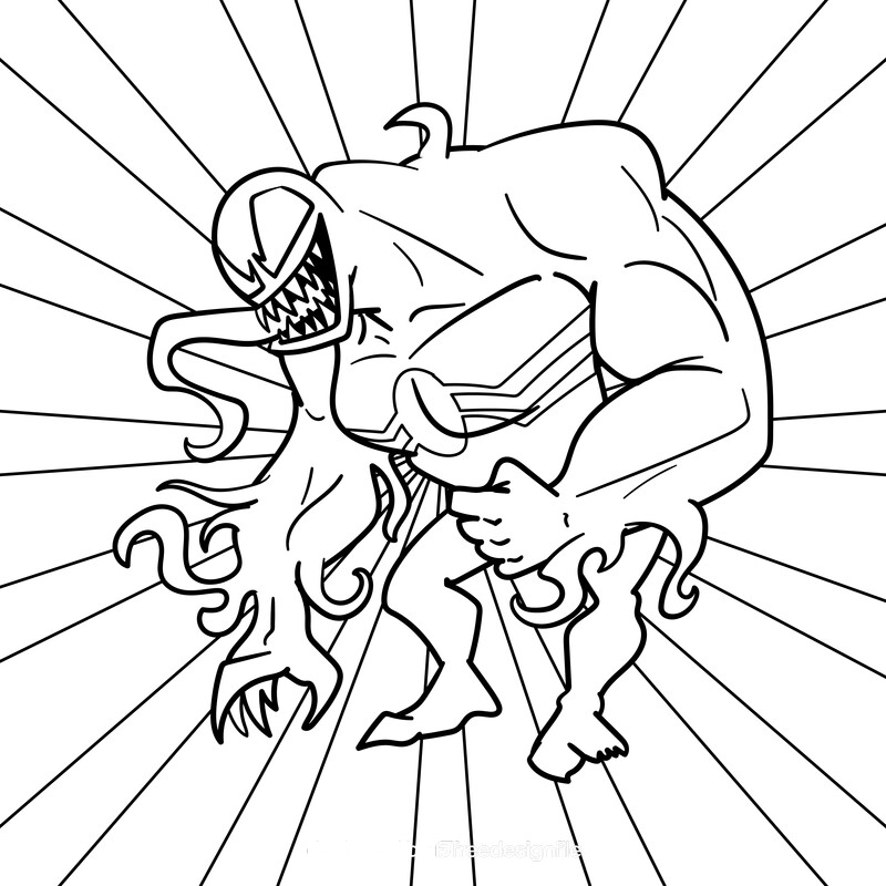 Venom cartoon drawing black and white vector