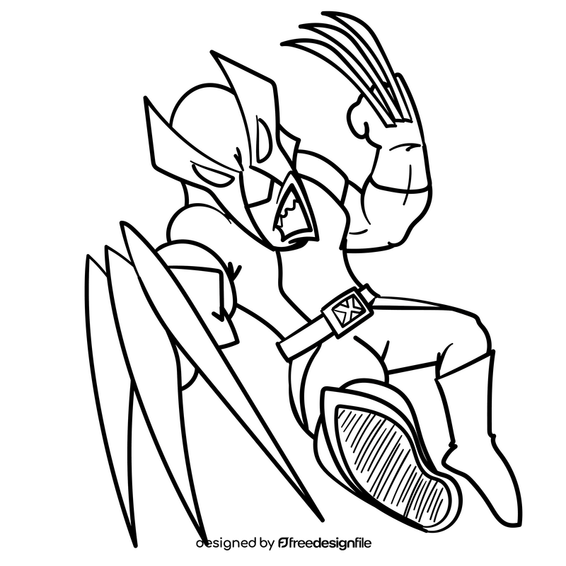 Wolverine cartoon black and white clipart