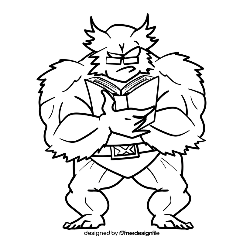 Beast cartoon drawing black and white clipart