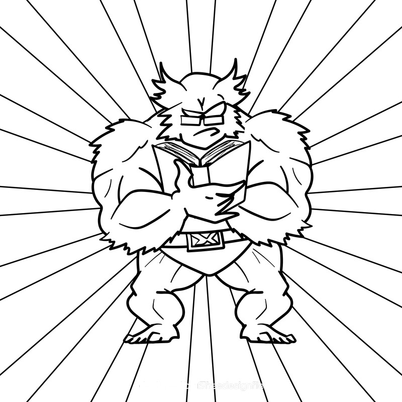 Beast cartoon drawing black and white vector