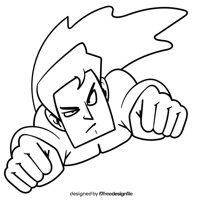 Superman cartoon drawing black and white clipart