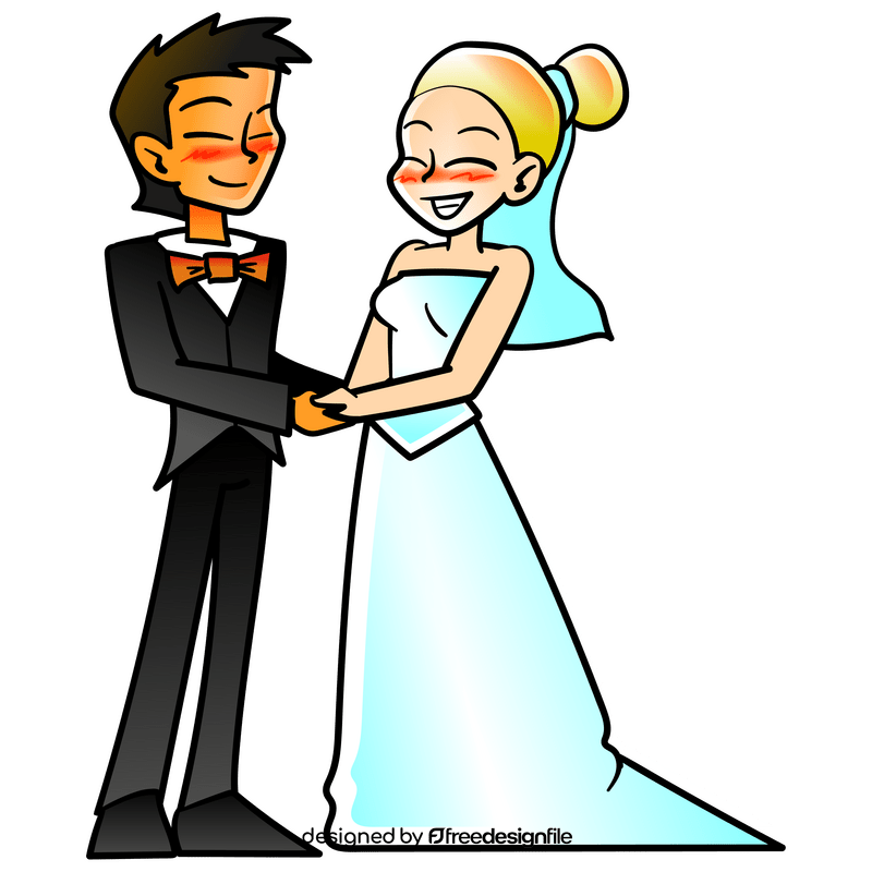 Bride and groom cartoon clipart