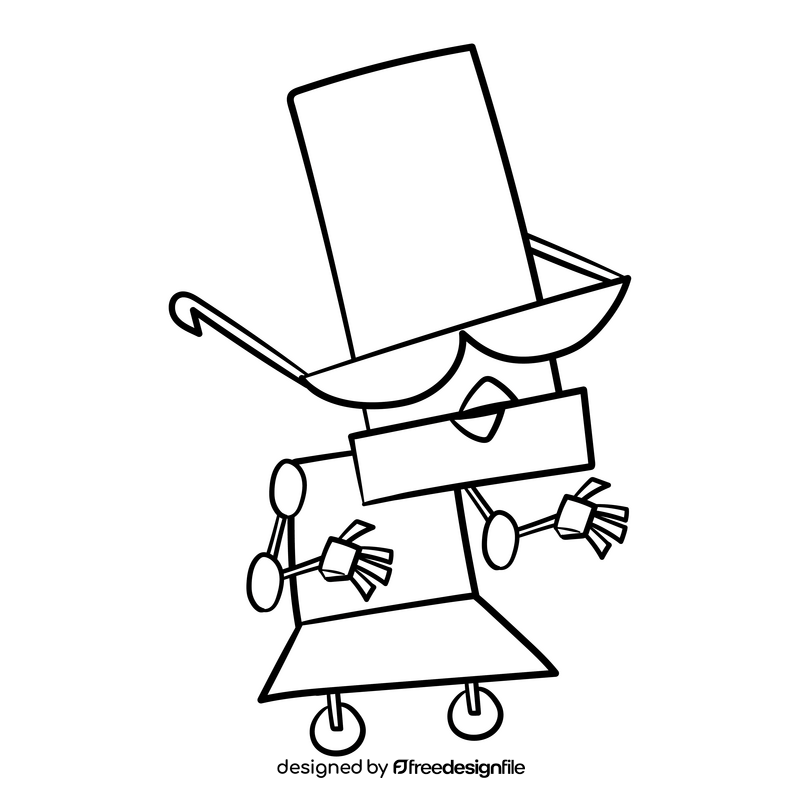 Roboaunt cartoon drawing black and white clipart