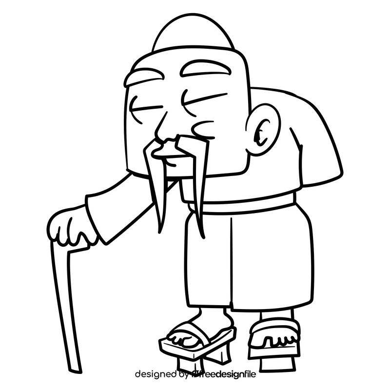 Grandfather cartoon drawing black and white clipart