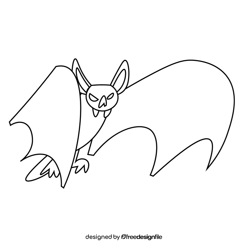 Bat creepy drawing black and white clipart