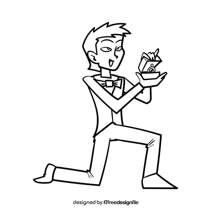 Groom cartoon drawing black and white clipart