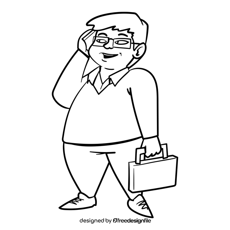 Uncle cartoon drawing black and white clipart