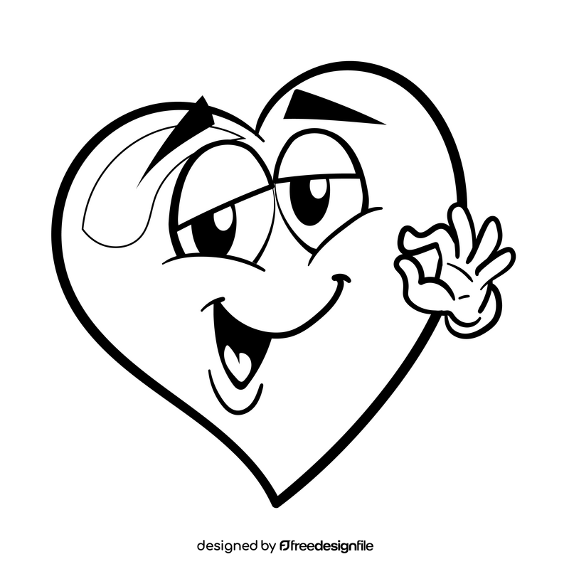 Hearth cartoon drawing black and white clipart