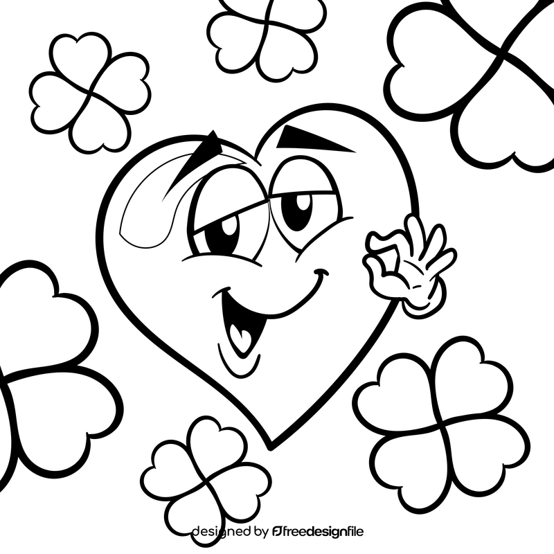 Hearth cartoon drawing black and white vector