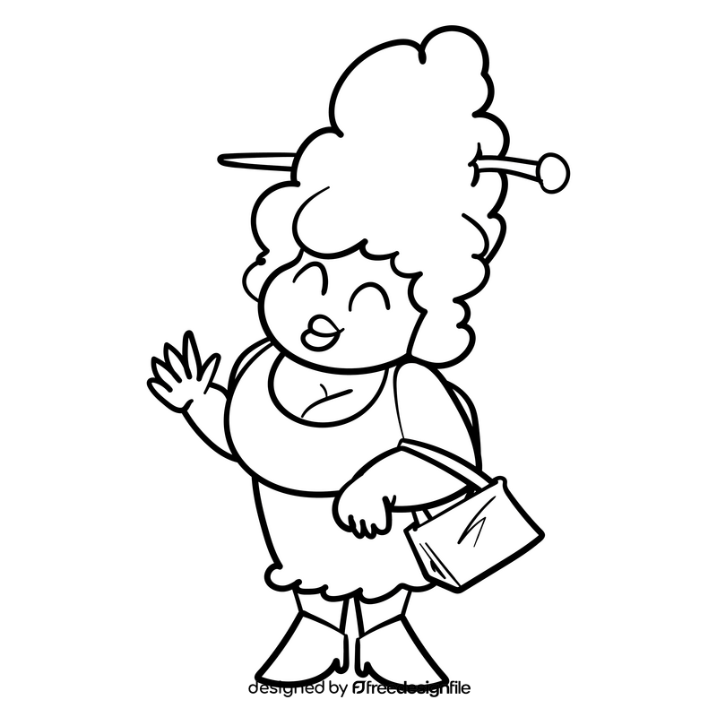 Aunt cartoon drawing black and white clipart