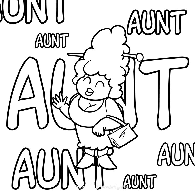 Aunt cartoon drawing black and white vector