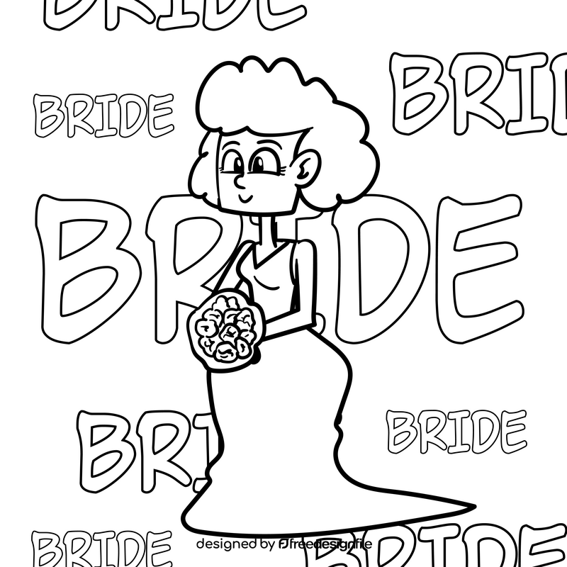 Bride cartoon drawing black and white vector