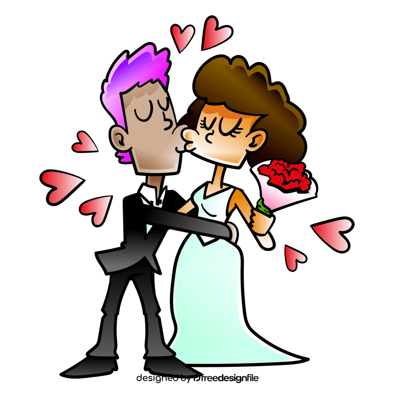 Bride and groom cartoon clipart