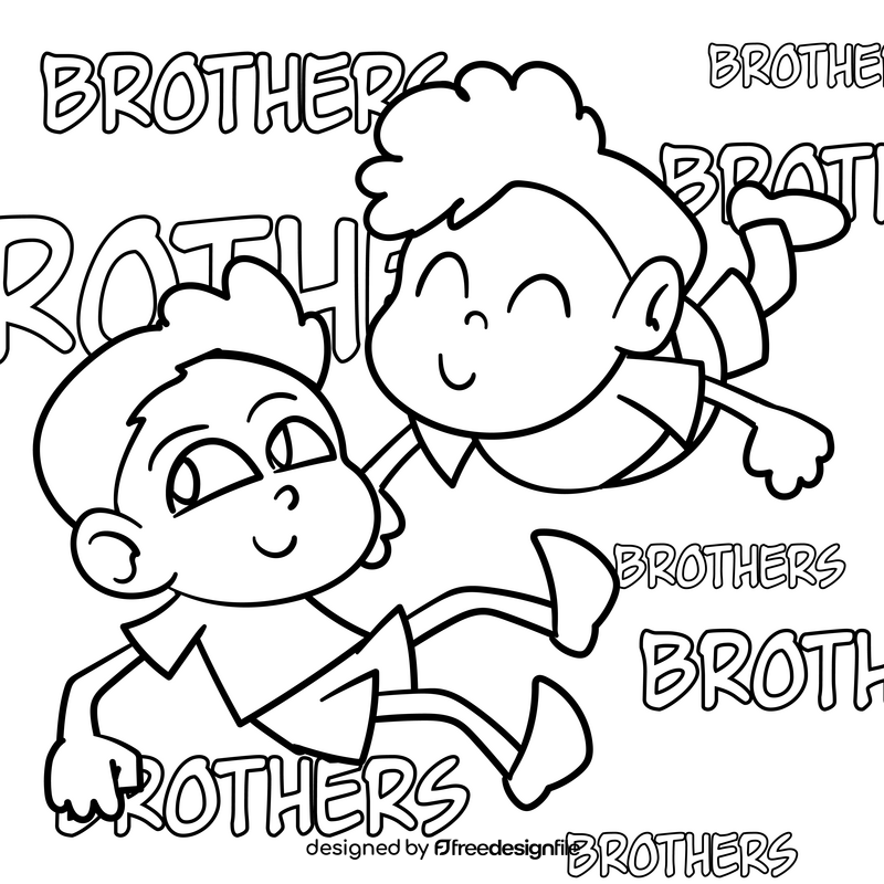 Brothers cartoon drawing black and white vector