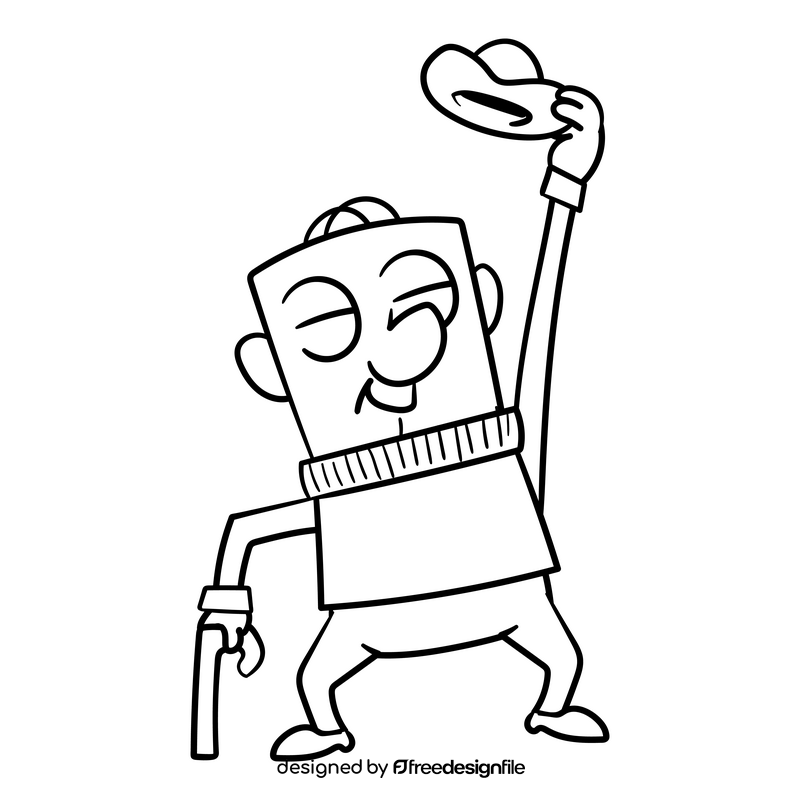 Grandfather cartoon drawing black and white clipart