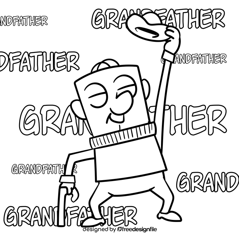 Grandfather cartoon drawing black and white vector