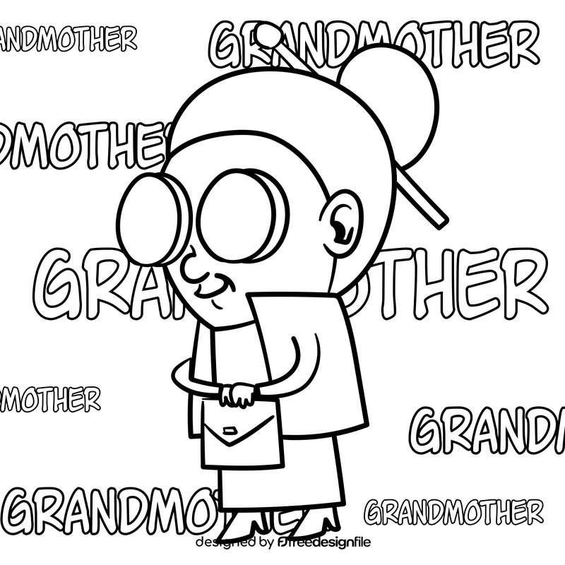 Grandmother cartoon drawing black and white vector