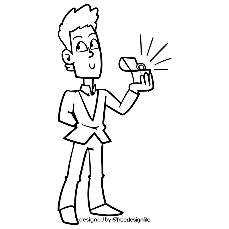 Groom cartoon drawing black and white clipart