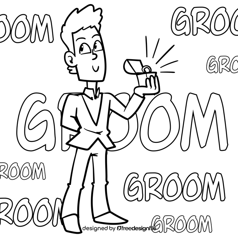 Groom cartoon drawing black and white vector