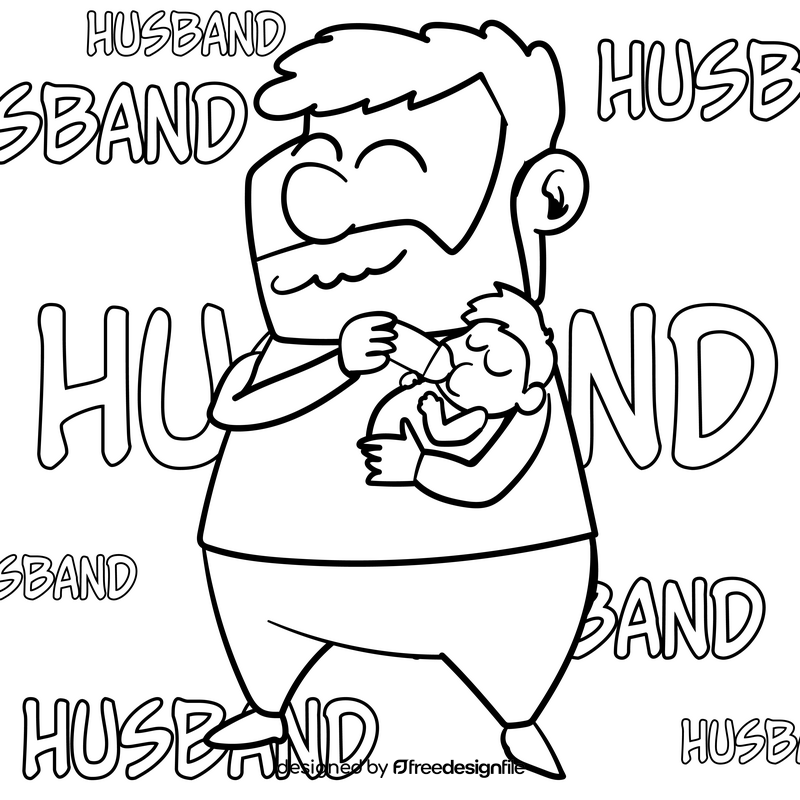 Husband cartoon drawing black and white vector