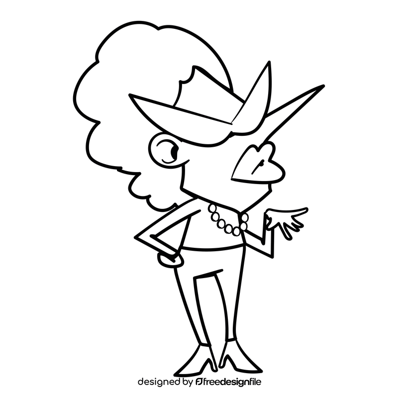 Aunt cartoon drawing black and white clipart