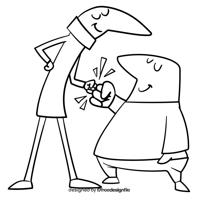 Brothers cartoon drawing black and white clipart