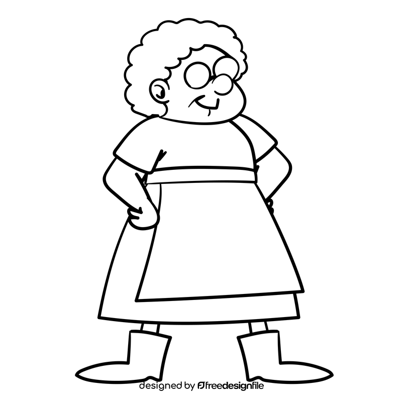 Grandmother cartoon drawing black and white clipart