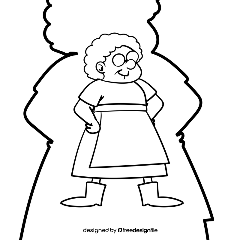 Grandmother cartoon drawing black and white vector