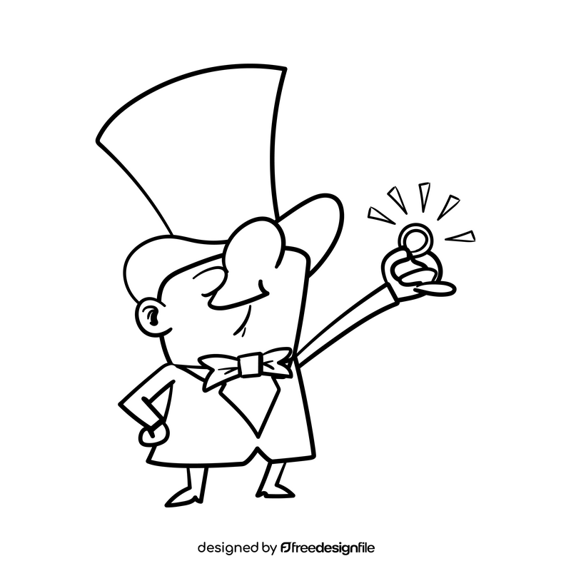 Groom cartoon drawing black and white clipart