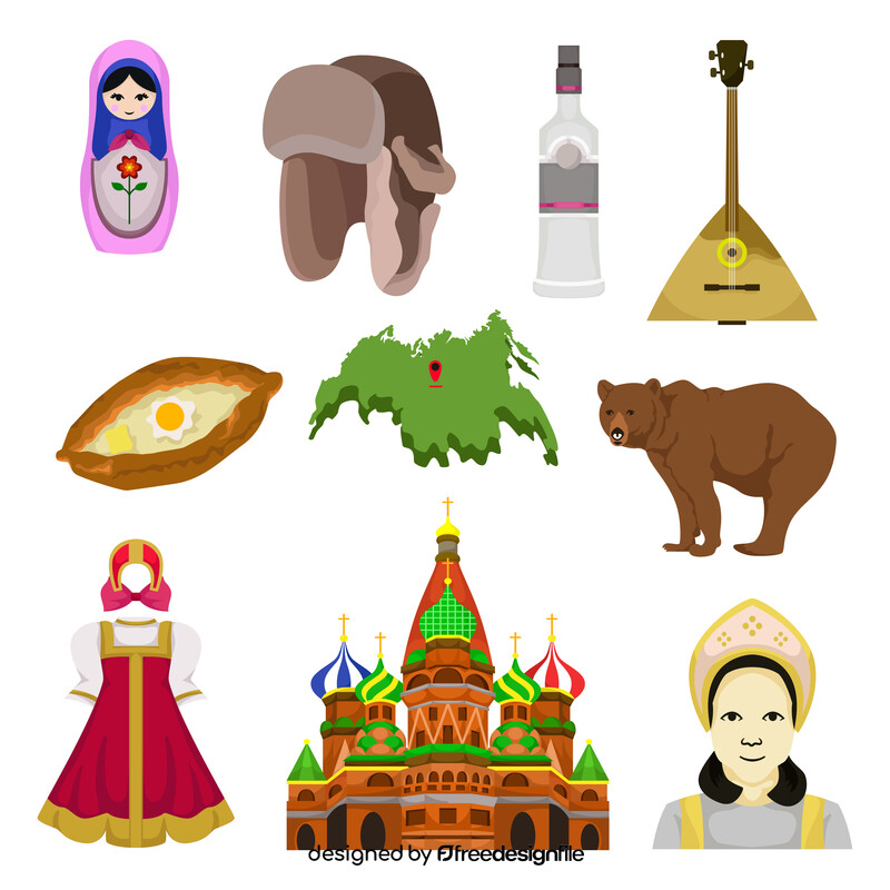 Russia traditional symbols vector