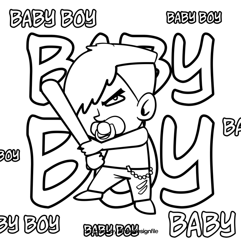 Baby boy cartoon drawing black and white vector