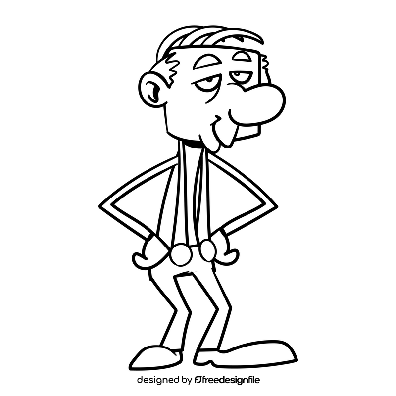 Uncle cartoon drawing black and white clipart