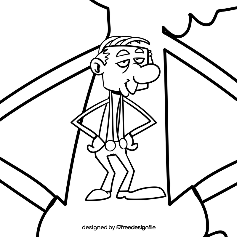 Uncle cartoon drawing black and white vector