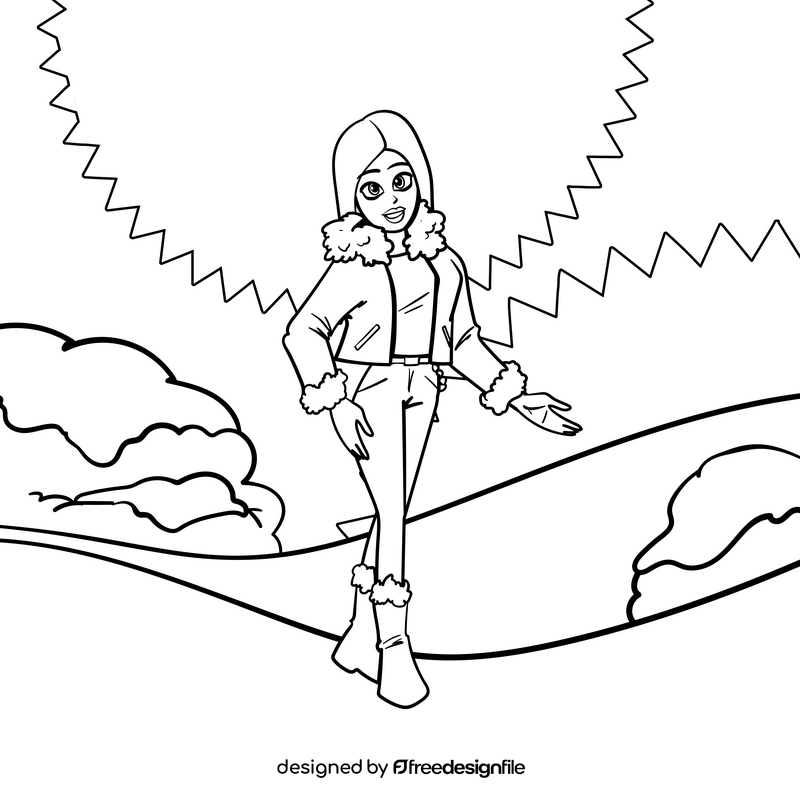 Barbie cartoon drawing black and white vector