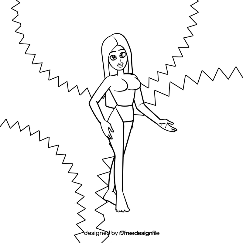 Barbie cartoon drawing black and white vector