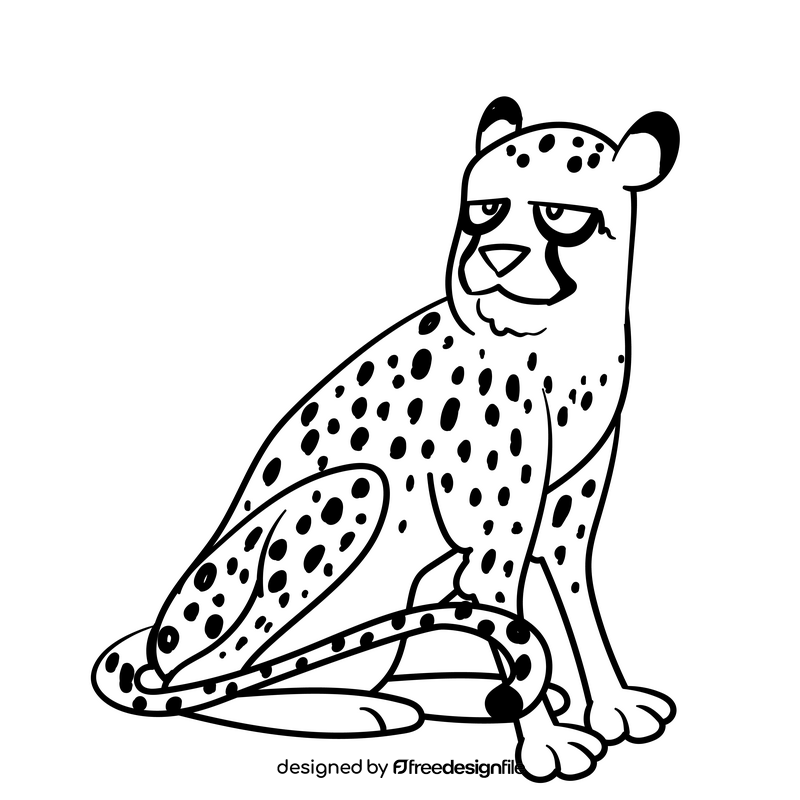 Cheetah cartoon drawing black and white clipart