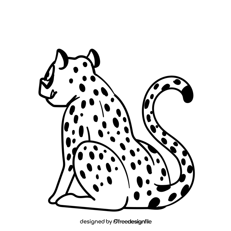 Cheetah cartoon drawing black and white clipart