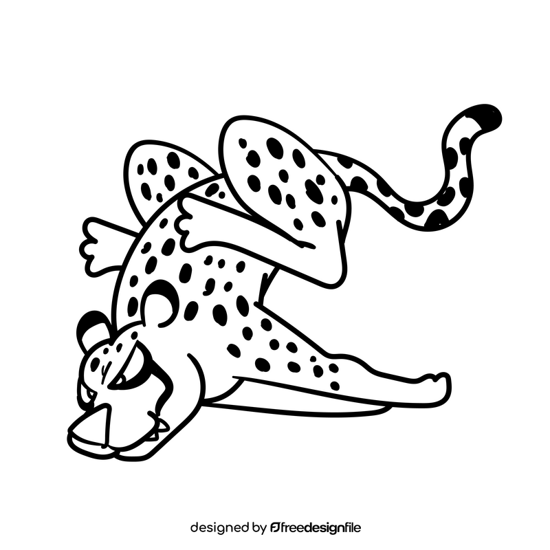 Cheetah cartoon drawing black and white clipart