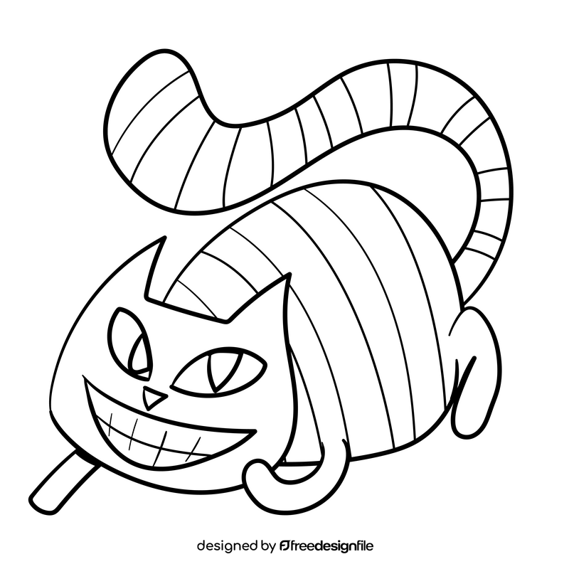 Cheshire Cat cartoon drawing black and white clipart