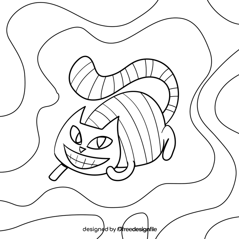 Cheshire Cat cartoon drawing black and white vector