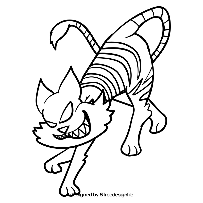 Cheshire Cat cartoon drawing black and white clipart